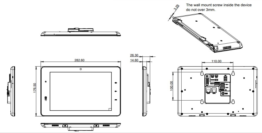 Mechanical Drawing - IEI Technology IOVU-210AR-RK39 Panel PC